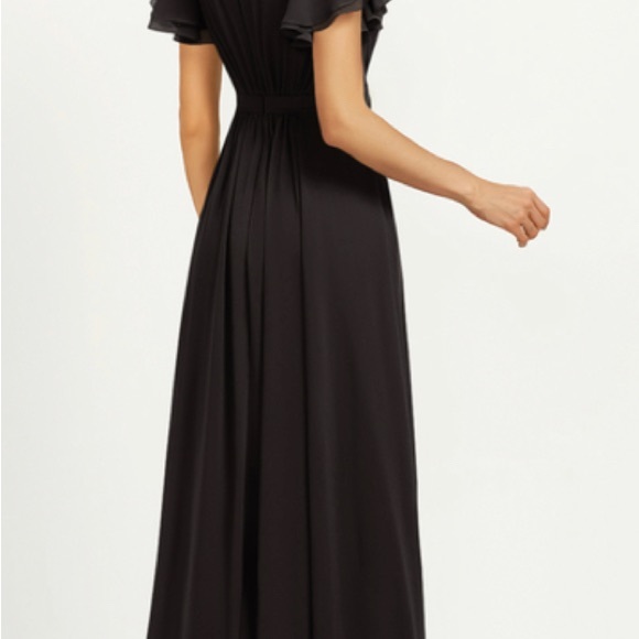 Formal Long Black Dress with cap sleeves for Holiday functions. Worn once. π - Picture 4 of 8